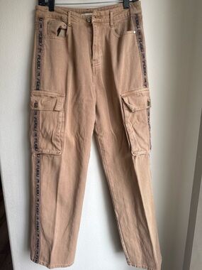 FUBU Tan Cargo Pants with Branded Side Tape